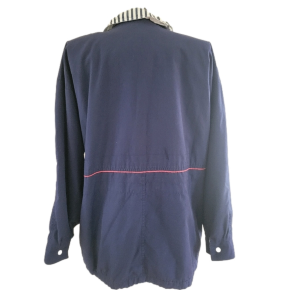 New York Girl Navy Blue Nautical Windbreaker Coat-Size Large - Picture 7 of 10